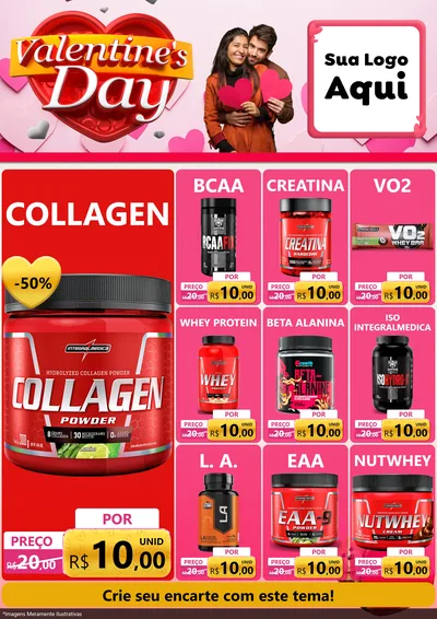 Modelo de Encarte para Encarte A4 Vertical com o tema Valentine's Day para Suplementos alimentares
