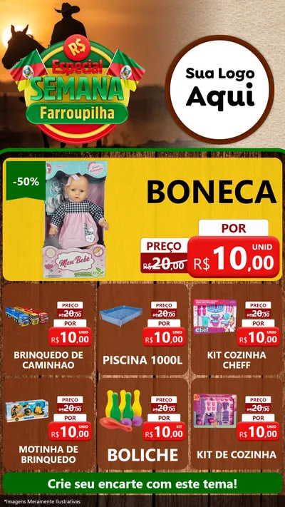 Modelo de Rede Social para Stories com o tema Especial Semana Farroupilha para Brinquedos