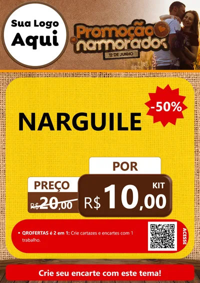 Modelo de Cartaz para Cartaz A4 Vertical com o tema Promoção Namorados para Tabacaria