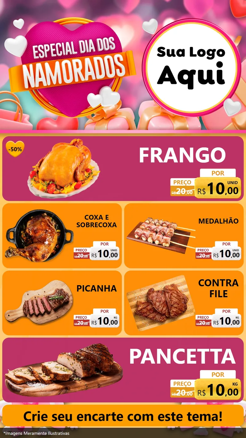 Modelo de TV para TV Vertical com o tema Especial Dia dos Namorados para Assados