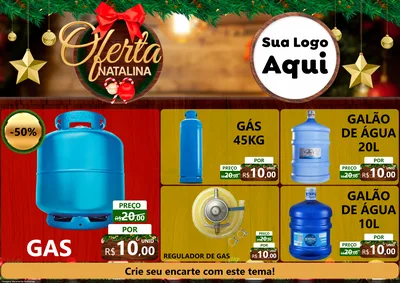 Modelo de Encarte para Encarte A4 Horizontal com o tema Ofertas Natalina para Água e gás