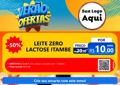 Modelo de Cartaz para Cartaz A4 Horizontal com o tema Verão de Ofertas para Frios e Laticínios
