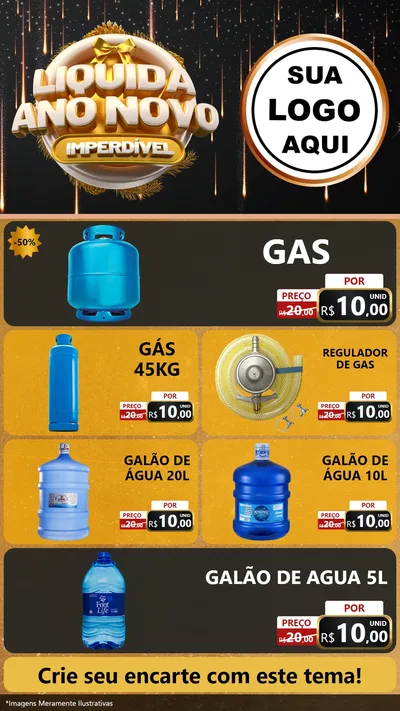 Modelo de TV para TV Vertical com o tema Liquida Ano Novo Imperdível para Água e gás