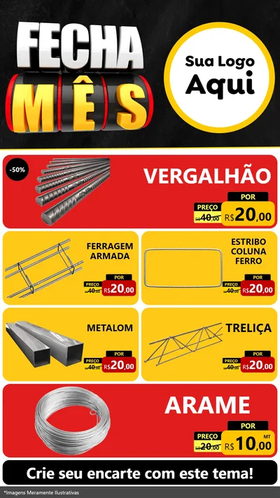 Modelo de TV para TV Vertical com o tema Fecha Mês para Ferragens