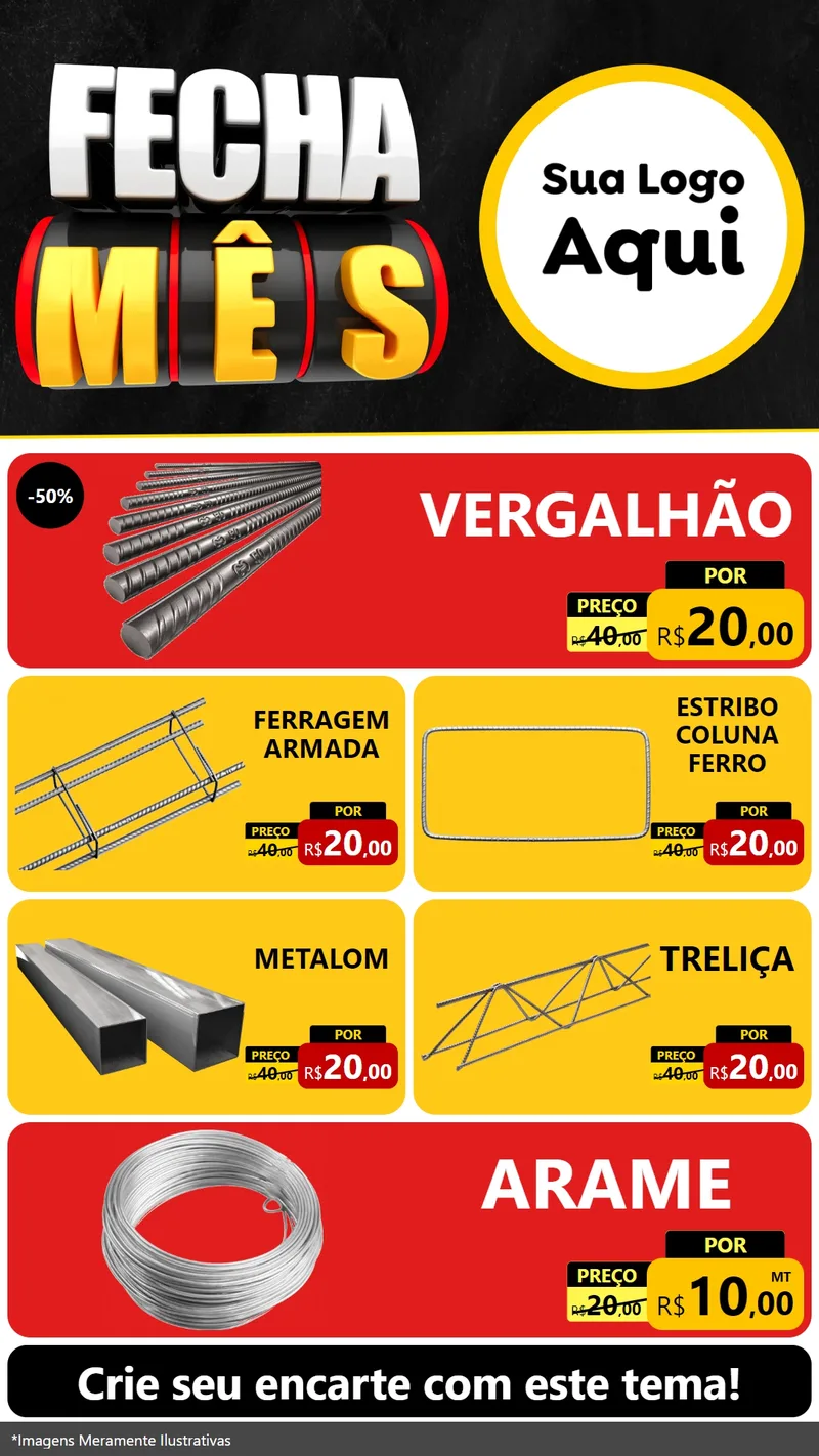 Modelo de TV para TV Vertical com o tema Fecha Mês para Ferragens
