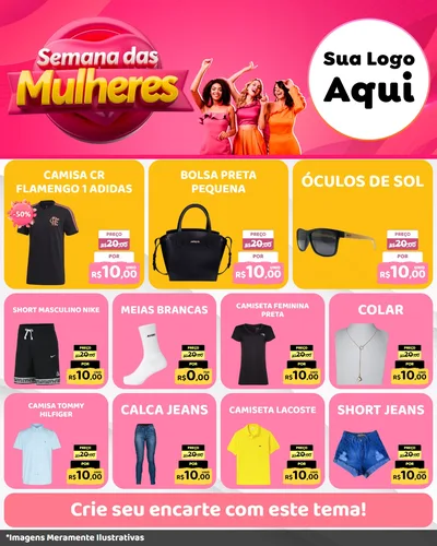 Modelo de Rede Social para Feed Instagram com o tema Semana das Mulheres para Roupas e acessórios