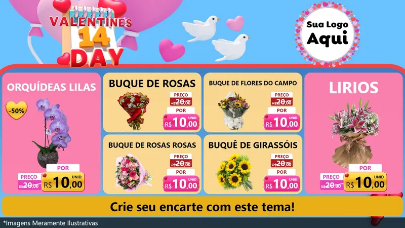 Modelo de TV para TV Horizontal com o tema Valentine's Day para Floricultura e jardim