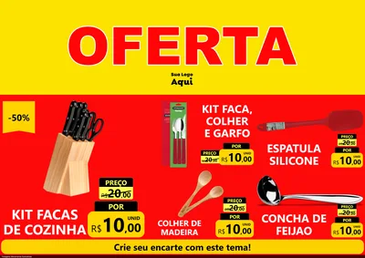 Modelo de Encarte para Encarte A4 Horizontal com o tema OFERTA - Vermelho Cartaz para Utilidades Domésticas