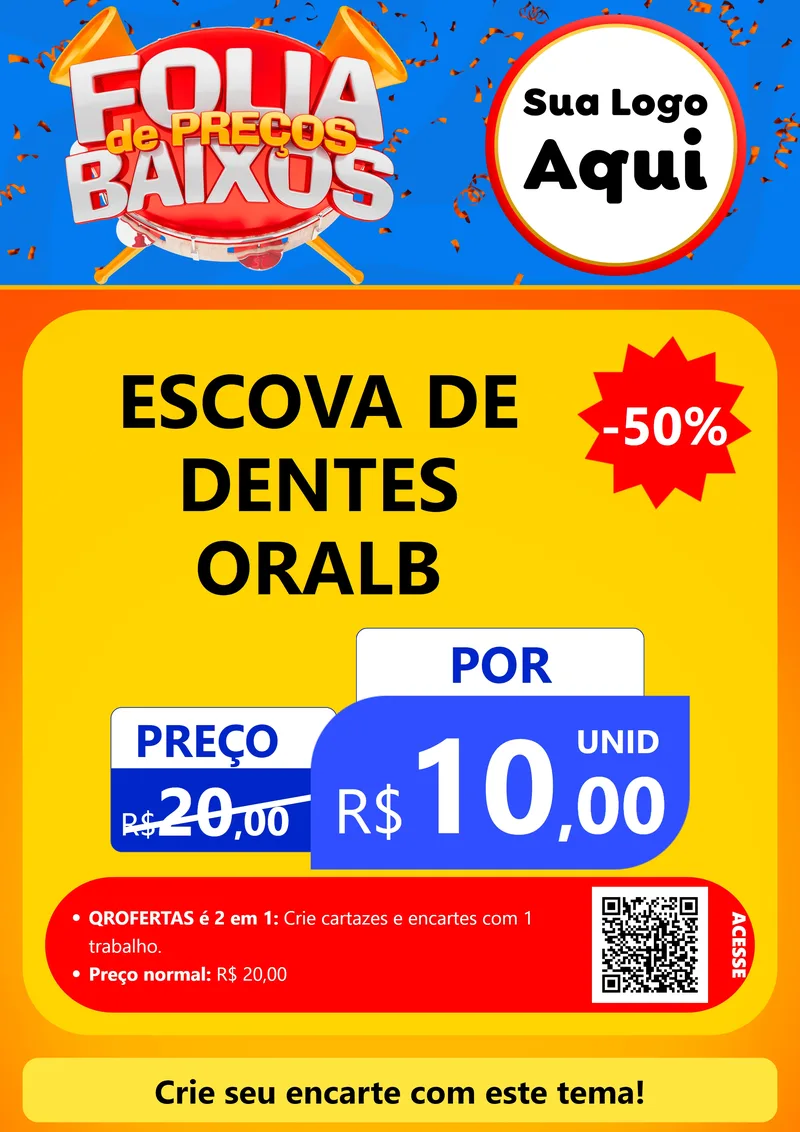 Modelo de Cartaz para Cartaz A4 Vertical com o tema Folia de Preços Baixos para Higiene Pessoal
