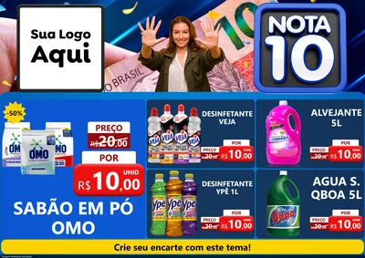 Modelo de Encarte para Encarte A4 Horizontal com o tema Nota 10 para Produtos de Limpeza