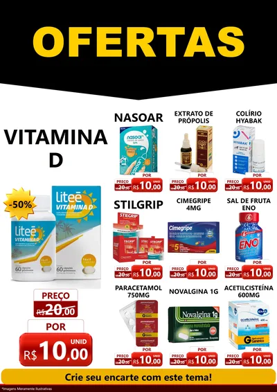 Modelo de Encarte para Encarte A4 Vertical com o tema Ofertas Preto e Vermelho Cartaz para Farmácia