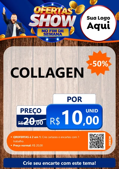 Modelo de Cartaz para Cartaz A4 Vertical com o tema Ofertas Show No Fim De Semana para Suplementos alimentares