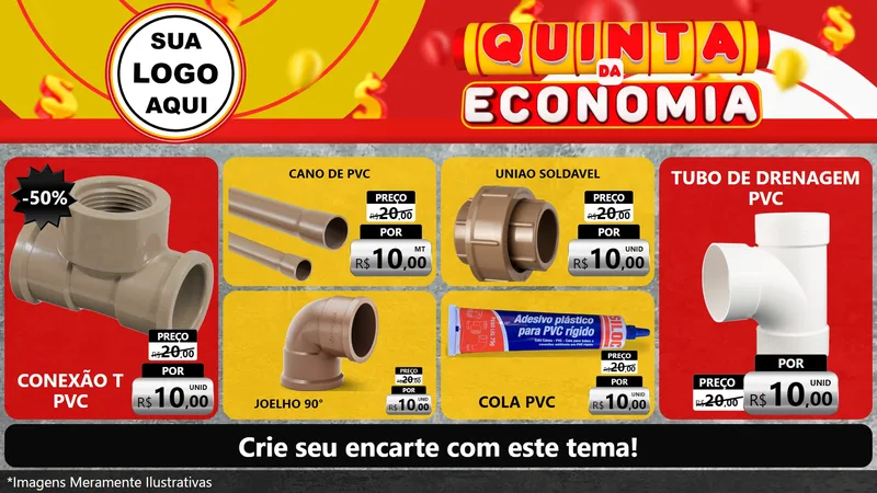 Modelo de TV para TV Horizontal com o tema Quinta da Economia para Tubos e conexões