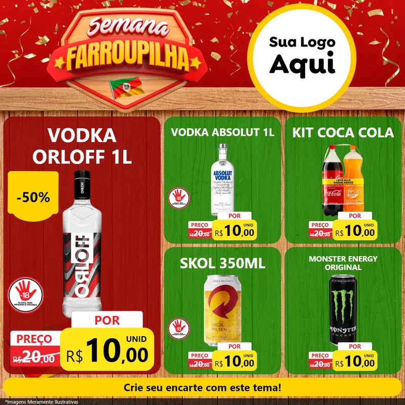 Modelo de Rede Social para Feed Facebook com o tema Semana Farroupilha para Distribuidora de bebidas