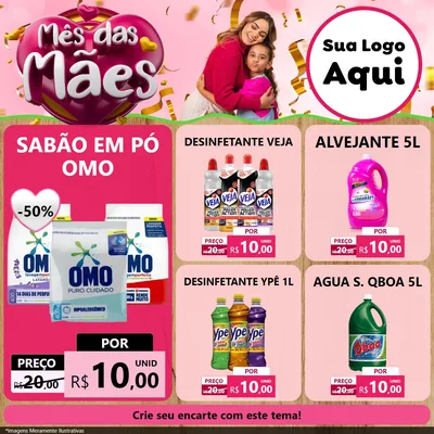 Modelo de Rede Social para Feed Facebook com o tema Mês das Mães para Produtos de Limpeza