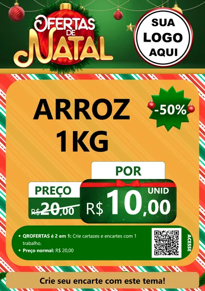Modelo de Cartaz para Cartaz A4 Vertical com o tema Ofertas de Natal para Supermercado