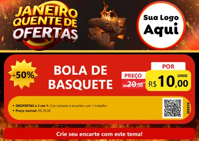 Modelo de Cartaz para Cartaz A4 Horizontal com o tema Janeiro Quente de Ofertas para Artigos Esportivos
