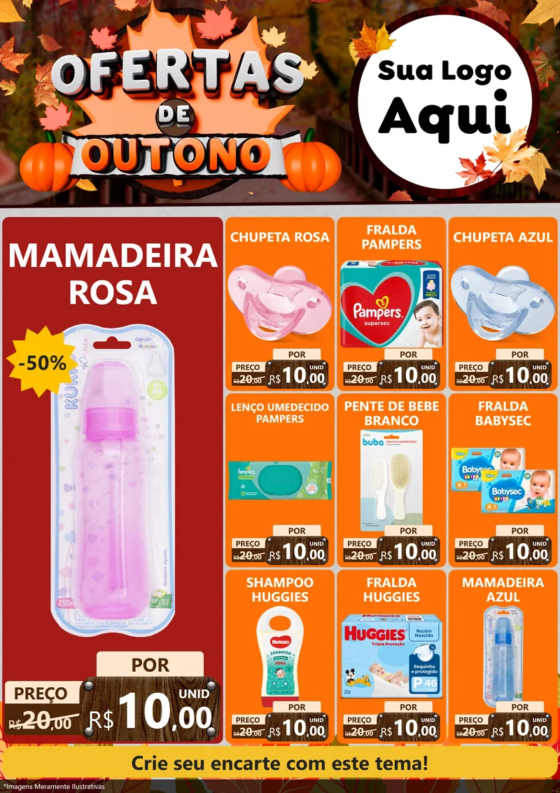 Modelo de Encarte para Encarte A4 Vertical com o tema Ofertas de Outono para Bebês