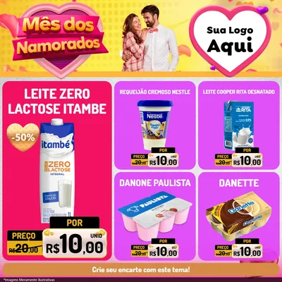 Modelo de Rede Social para Feed Facebook com o tema Mês dos Namorados para Frios e Laticínios