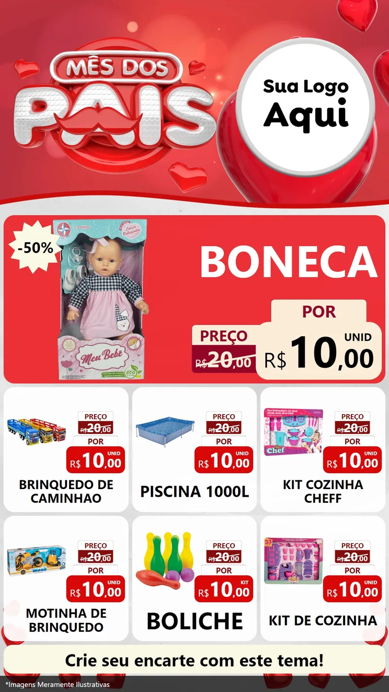Modelo de Rede Social para Stories com o tema Mês dos Pais para Brinquedos