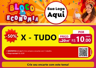 Modelo de Cartaz para Cartaz A4 Horizontal com o tema Bloco da Economia para Hamburgueria
