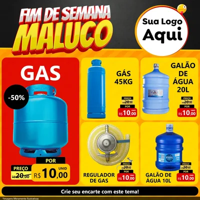 Modelo de Rede Social para Feed Facebook com o tema Final de Semana Maluco para Água e gás