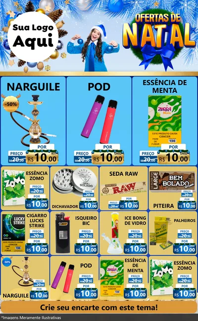 Modelo de Encarte para Encarte Grande com o tema Ofertas de Natal para Tabacaria