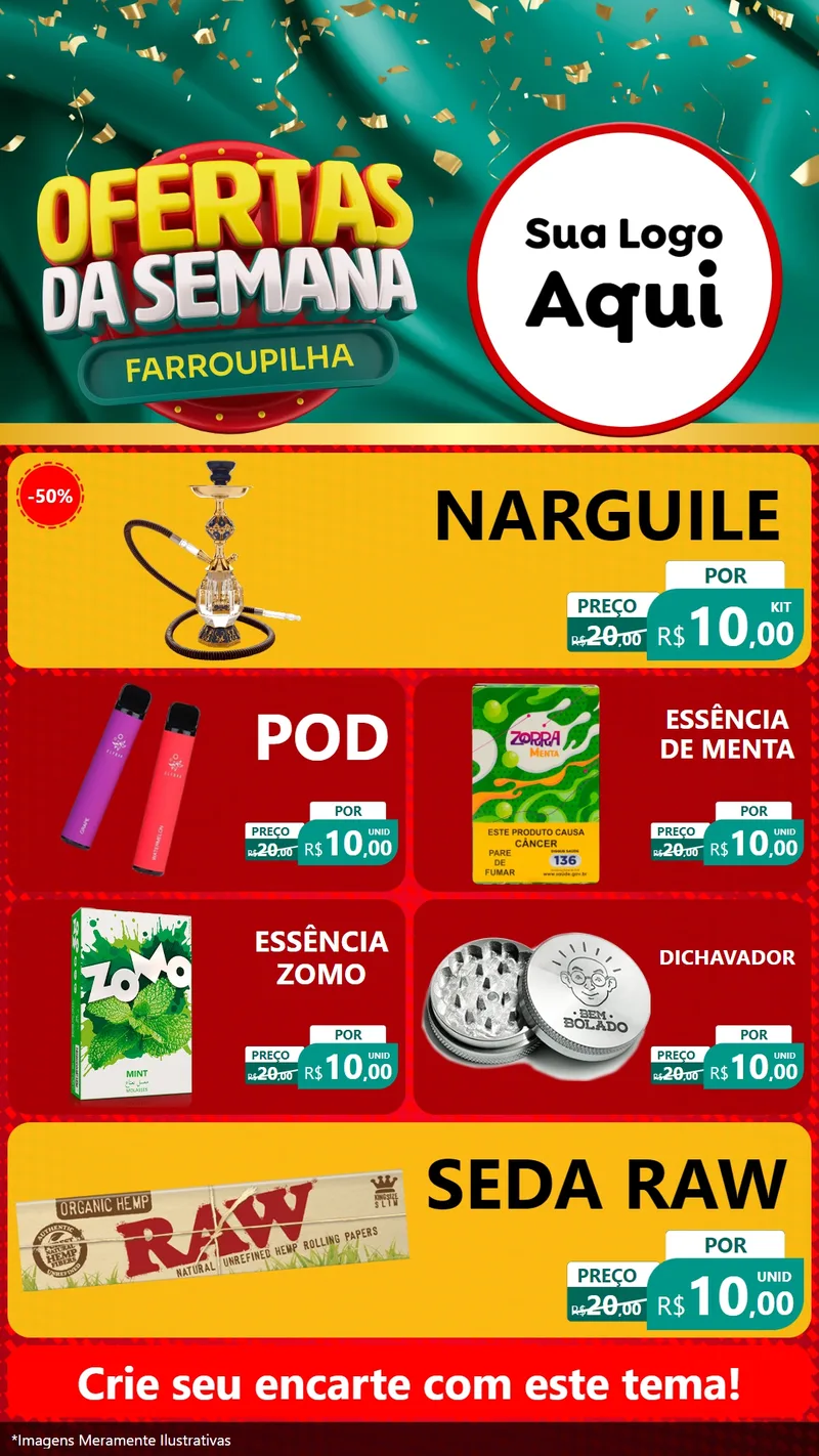 Modelo de TV para TV Vertical com o tema Ofertas da Semana Farroupilha para Tabacaria