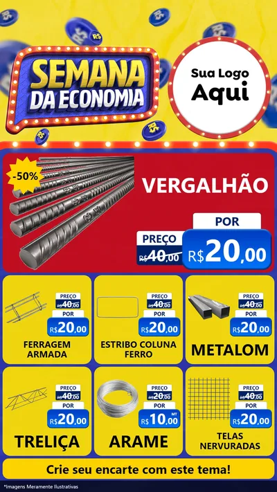 Modelo de Rede Social para Stories com o tema Semana da Economia para Ferragens