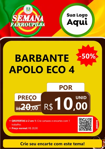 Modelo de Cartaz para Cartaz A4 Vertical com o tema Semana Farroupilha para Armarinho e Aviamentos