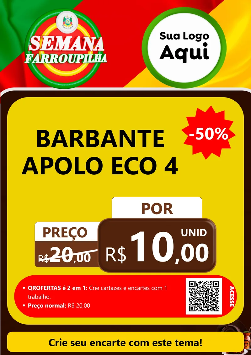 Modelo de Cartaz para Cartaz A4 Vertical com o tema Semana Farroupilha para Armarinho e Aviamentos