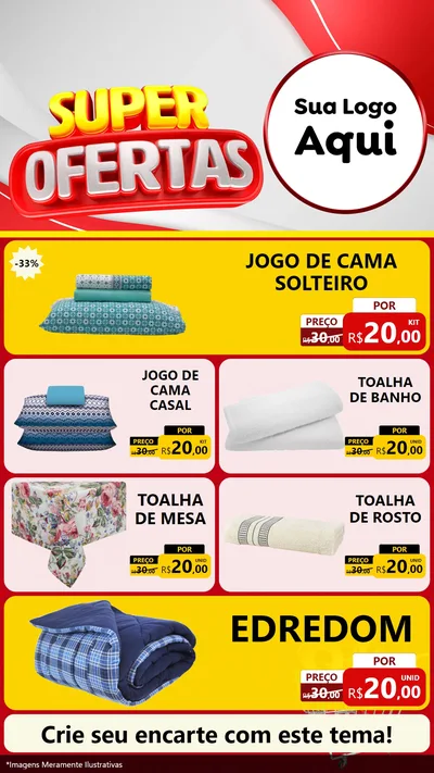 Modelo de TV para TV Vertical com o tema Super Ofertas para Cama, Mesa e Banho