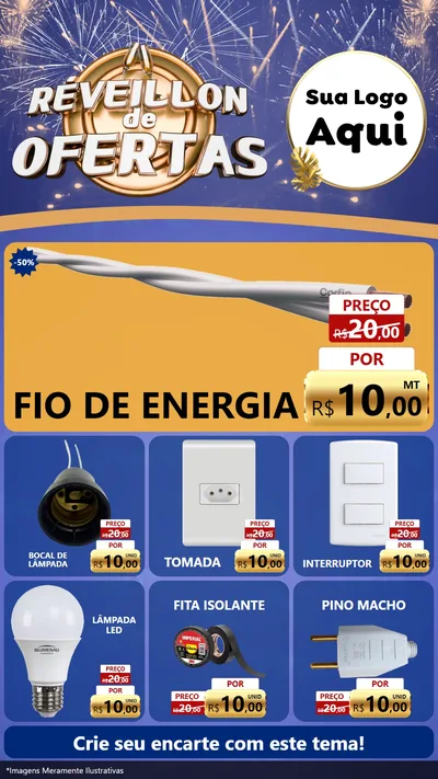 Modelo de Rede Social para Stories com o tema Réveillon de Ofertas para Materiais Elétricos
