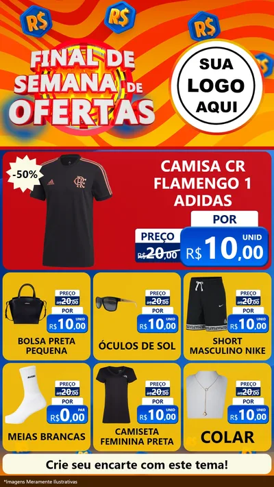 Modelo de Rede Social para Stories com o tema Final de Semana de Ofertas para Roupas e acessórios