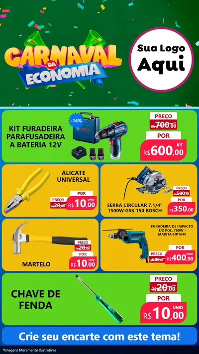 Modelo de TV para TV Vertical com o tema Carnaval da Economia para Maquinas e Ferramentas