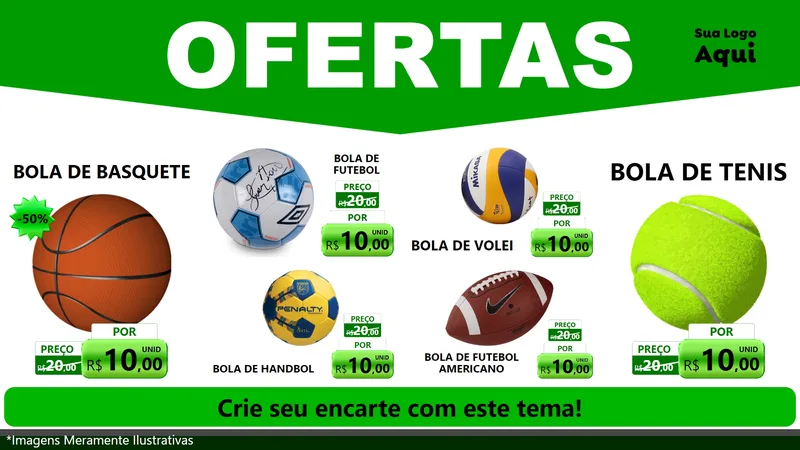 Modelo de TV para TV Horizontal com o tema Ofertas Verde Cartaz para Artigos Esportivos