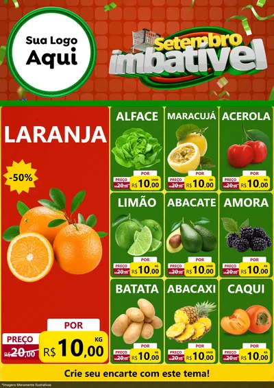 Modelo de Encarte para Encarte A4 Vertical com o tema Setembro Imbatível para Hortifrúti