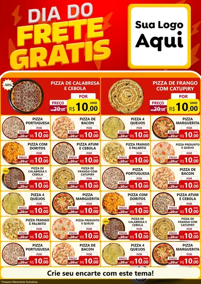 Modelo de Encarte para Encarte A4 Vertical com o tema Dia do Frete Grátis para Pizzaria