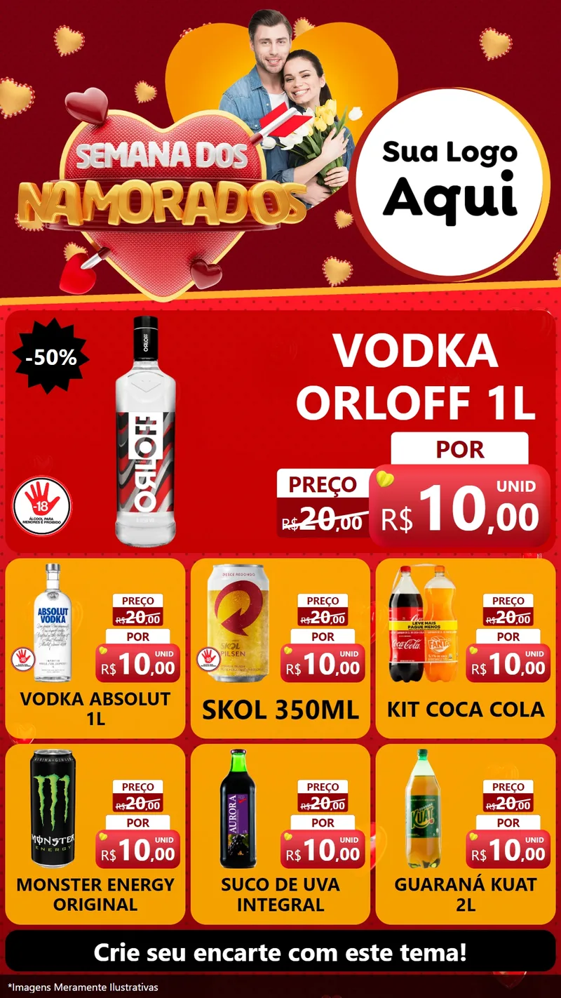 Modelo de Rede Social para Stories com o tema Semana dos Namorados para Distribuidora de bebidas