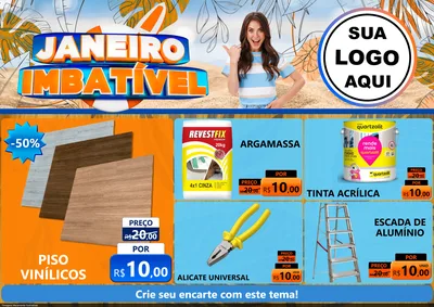 Modelo de Encarte para Encarte A4 Horizontal com o tema Janeiro Imbatível para Material para Construção