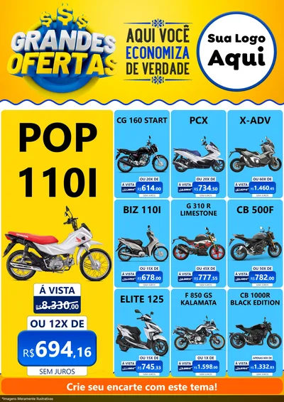Modelo de Encarte para Encarte A4 Vertical com o tema Grandes Ofertas para Concessionaria de Motos