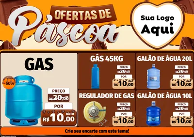 Modelo de Encarte para Encarte A4 Horizontal com o tema Ofertas de Páscoa para Água e gás