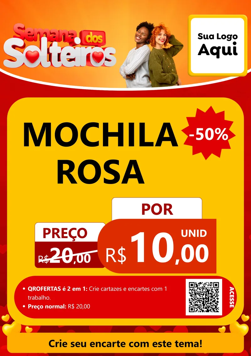 Modelo de Cartaz para Cartaz A4 Vertical com o tema Semana dos Solteiros para Papelaria