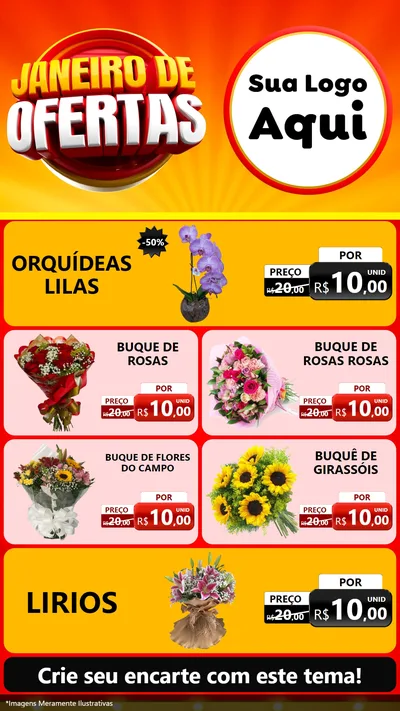 Modelo de TV para TV Vertical com o tema Janeiro de Ofertas para Floricultura e jardim