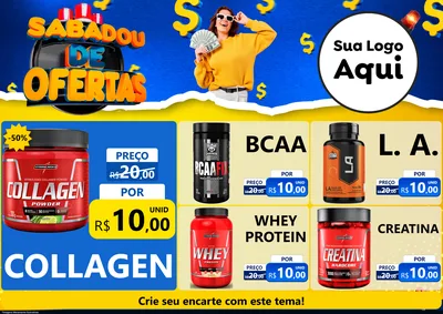 Modelo de Encarte para Encarte A4 Horizontal com o tema Sabadou de Ofertas para Suplementos alimentares
