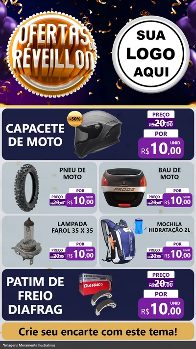 Modelo de TV para TV Vertical com o tema Ofertas de Réveillon para Moto peças