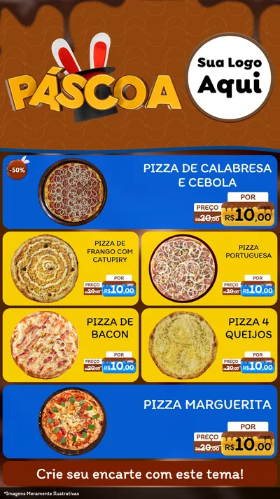 Modelo de TV para TV Vertical com o tema Páscoa para Pizzaria