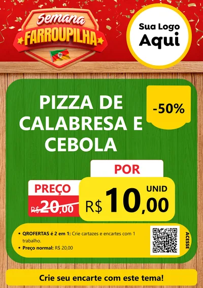 Modelo de Cartaz para Cartaz A4 Vertical com o tema Semana Farroupilha para Pizzaria