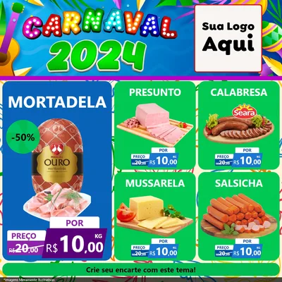 Modelo de Rede Social para Feed Facebook com o tema Carnaval 2027 para Frios e Laticínios
