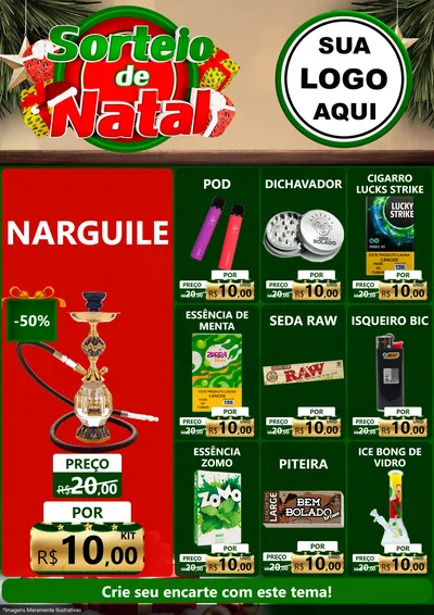 Modelo de Encarte para Encarte A4 Vertical com o tema Sorteio de Natal para Tabacaria